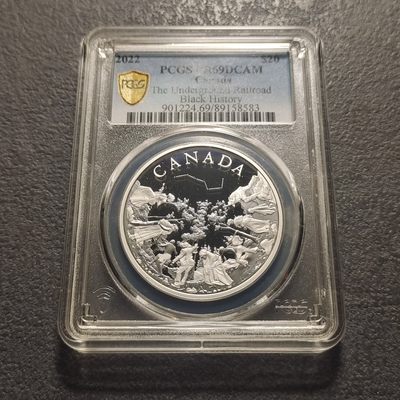 0起1加-纯粹捡漏拍-282套币银币场 - 【少见】加拿大2022年20元地下铁路黑奴北逃精制纪念银币-量5500-PCGS PR69DCAM