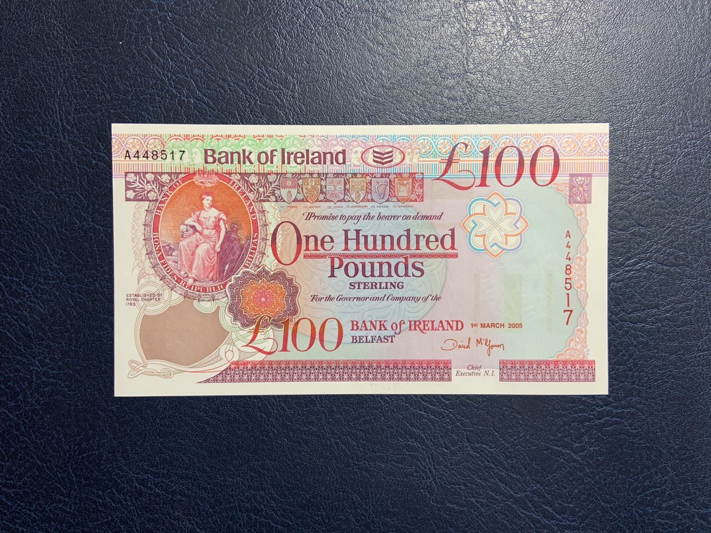 收藏联盟Quantum Auction 第318期拍卖  北爱尔兰2005年100镑 品相UNC 首发A冠 