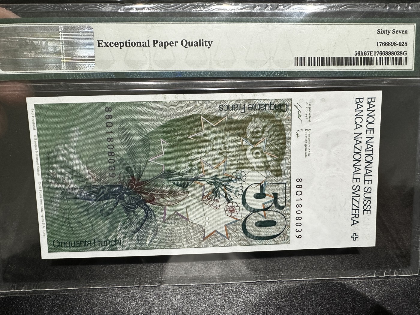 《外钞收藏家》第三百三十期 1988年瑞士人像版50法郎 PMG67 无47