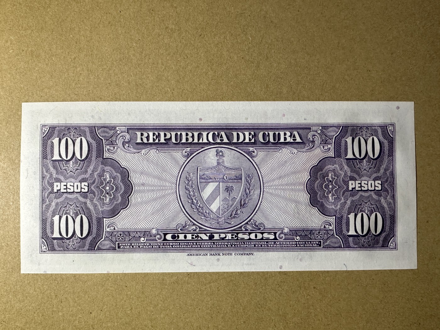 《张总收藏》134期-外币精品畅拍 古巴100比索 UNC 1950年版 A冠