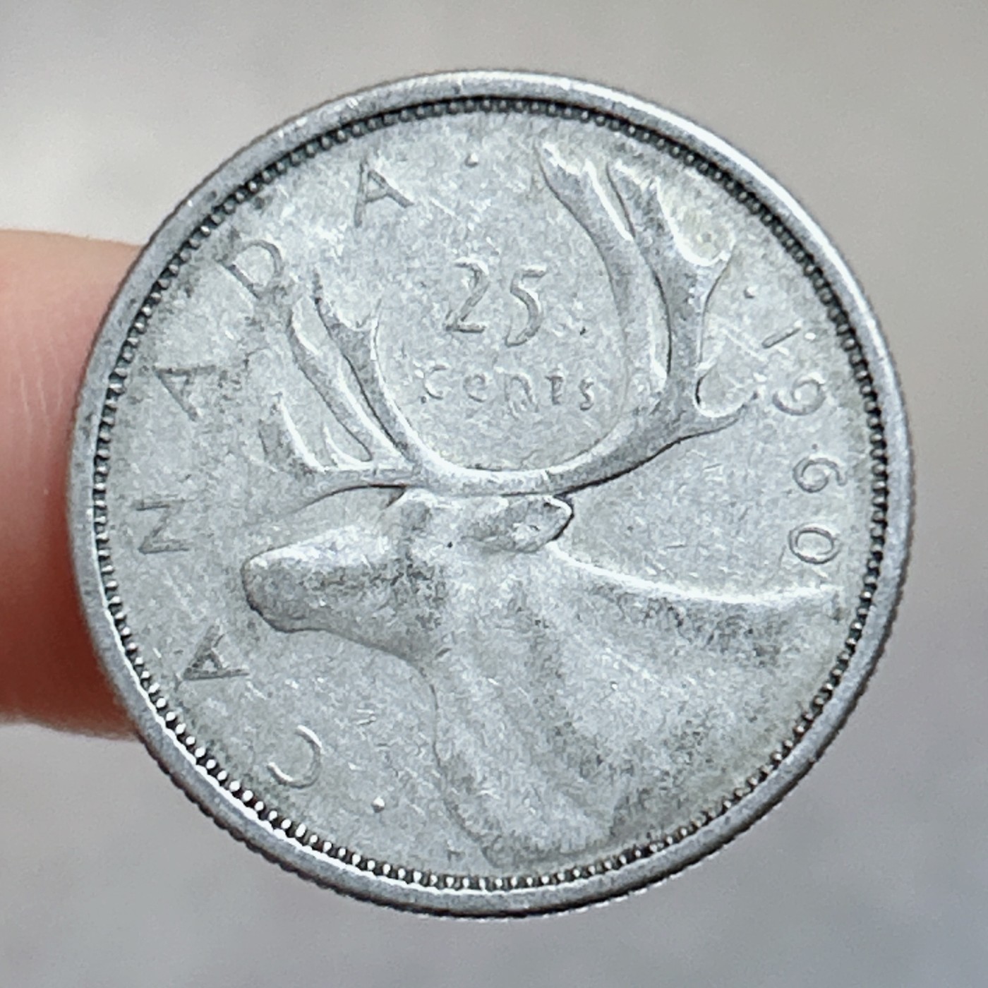 全场一元起拍 银币专场 第56期 1960年加拿大驯鹿25分银币 伊丽莎白二世 重5.8g