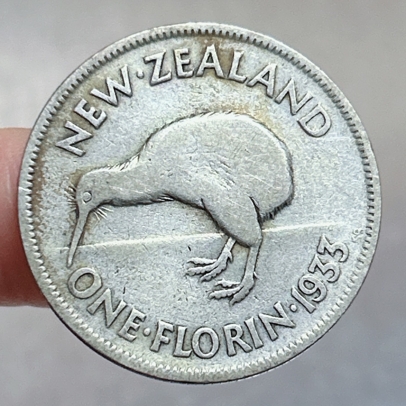 全场一元起拍 银币专场 第56期 新西兰1933年乔治五世1福林银币几维鸟银币 重11g