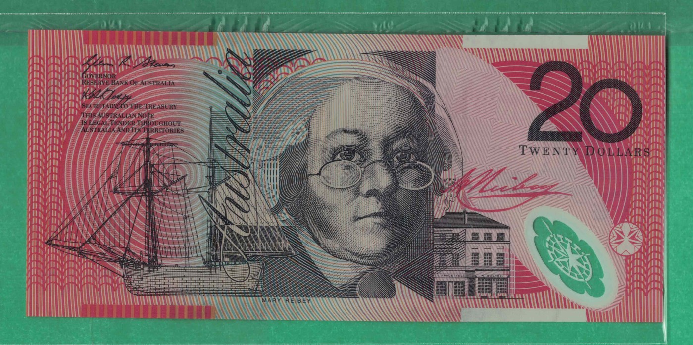 澳大利亚2008年20元 老版 塑料钞 大洋洲 实物图 UNC