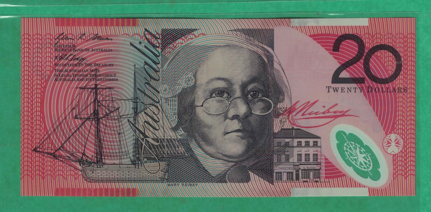 澳大利亚2008年20元 老版 塑料钞 大洋洲 实物图 UNC