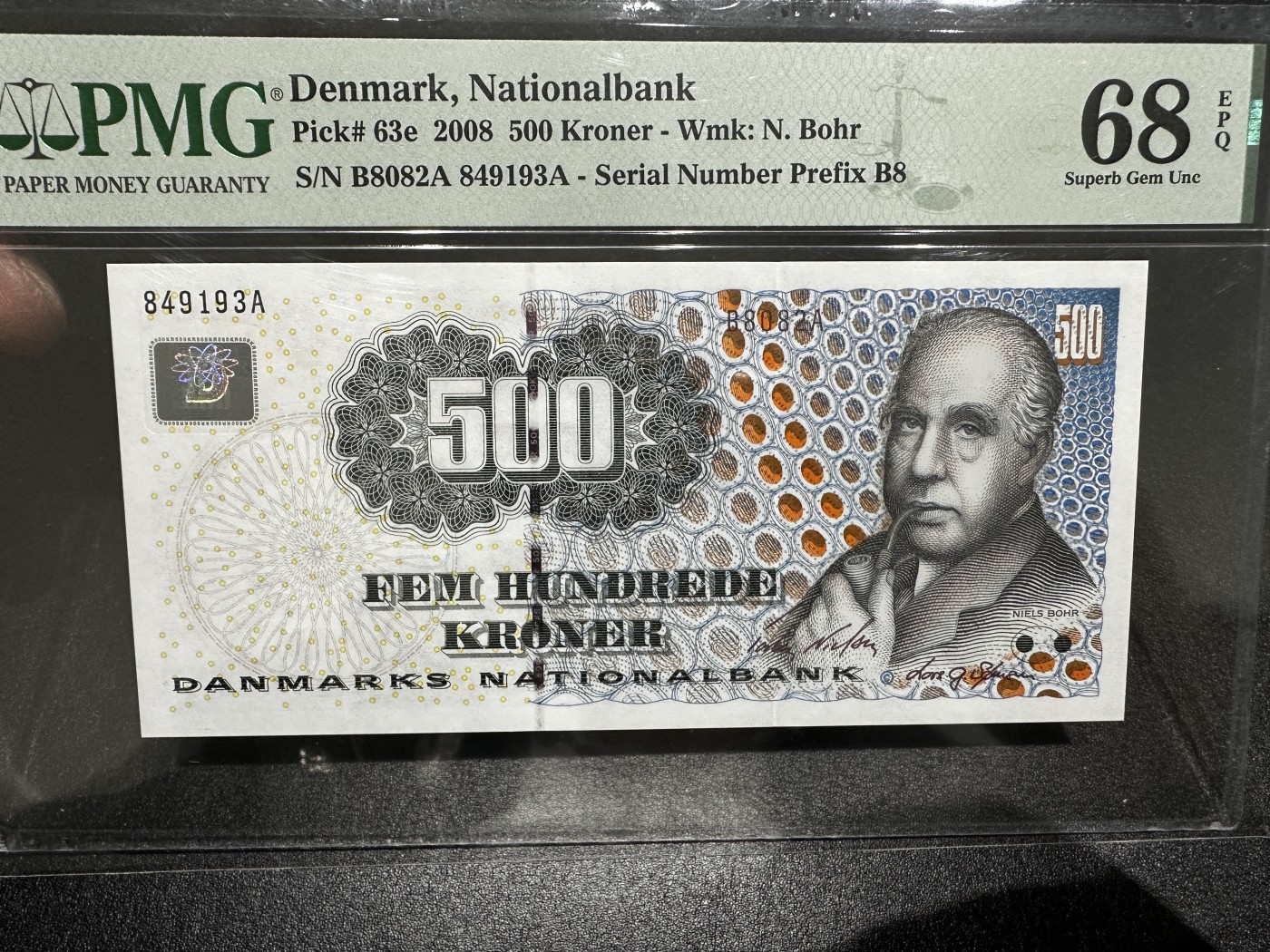 《外钞收藏家》第三百三十期 2008年丹麦浮雕版500克朗 PMG68 无47