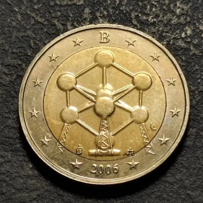 0起1加-纯粹捡漏拍-281欧元纪念币专场（未完待续） - 比利时2006年2欧元布鲁塞尔原子球双色纪念币