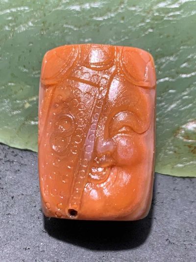 精美亚光高玉化川料南红玛瑙手工雕刻开门见财勒子一个， - 精美亚光高玉化川料南红玛瑙手工雕刻开门见财勒子一个，