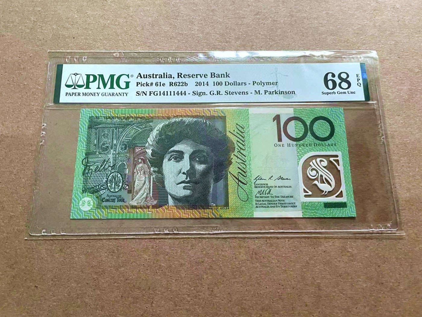 【Blue Auction】✨世界纸币精拍第421期【精】 【数二 444豹子号】澳大利亚 2014年100元 PMG68EPQ 超高分