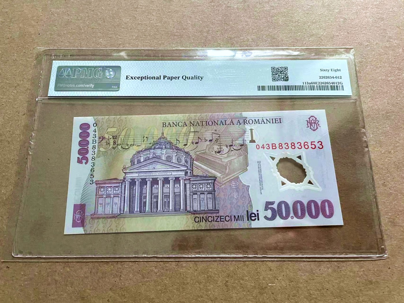 【Blue Auction】✨世界纸币精拍第421期【精】 【无47】罗马尼亚 2001-04年50000雷 PMG68EPQ 超高分
