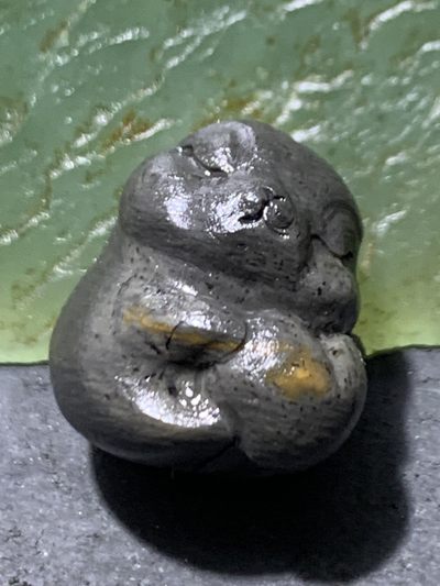 精美亚光戈壁彩玉雕刻爱心兔珠子一个！ - 精美亚光戈壁彩玉雕刻爱心兔珠子一个！