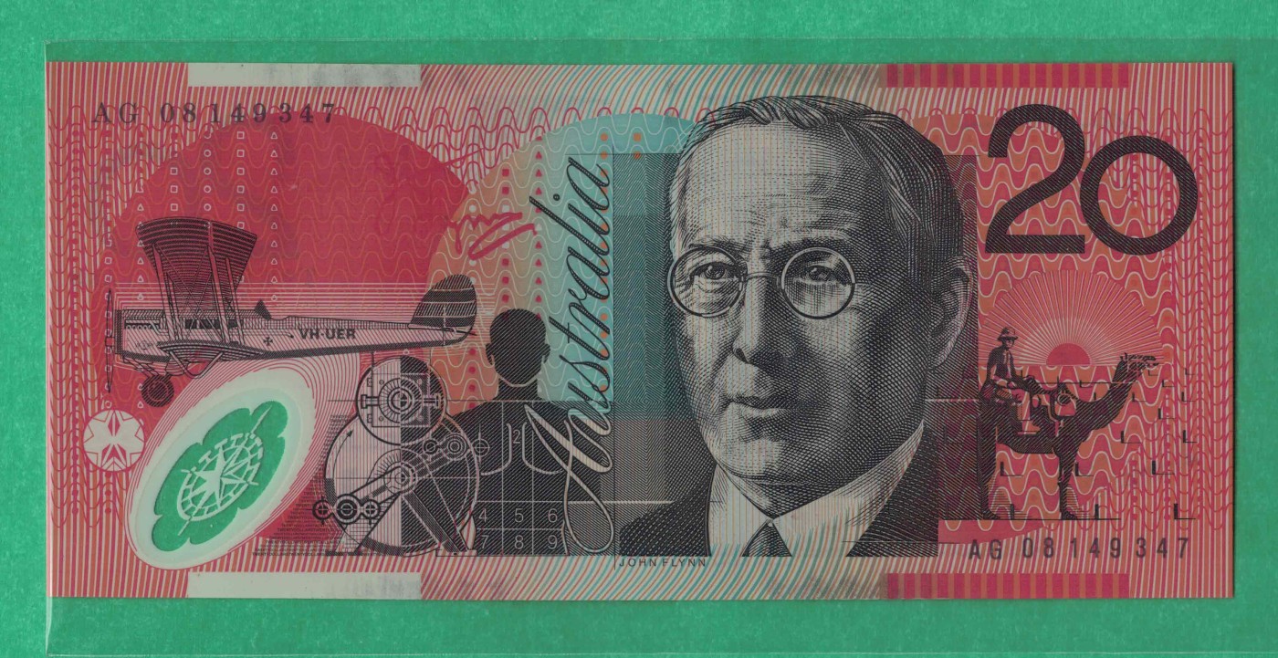 澳大利亚2008年20元 老版 塑料钞 大洋洲 实物图 UNC