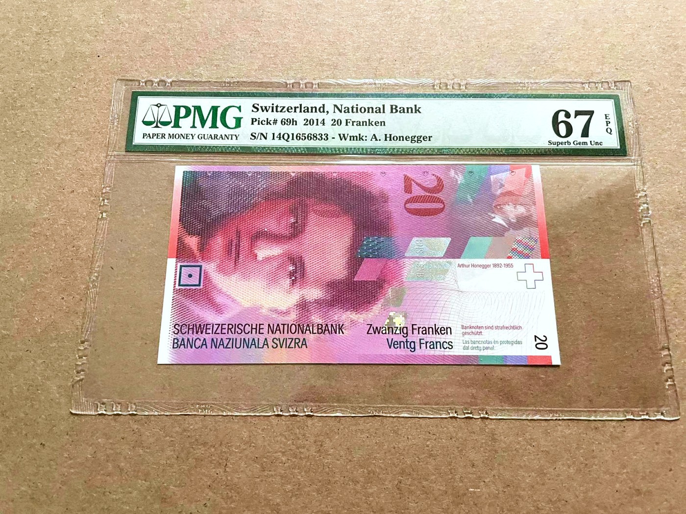 【Blue Auction】✨世界纸币精拍第421期【精】 【无47】瑞士 2014年20法郎 PMG67EPQ 