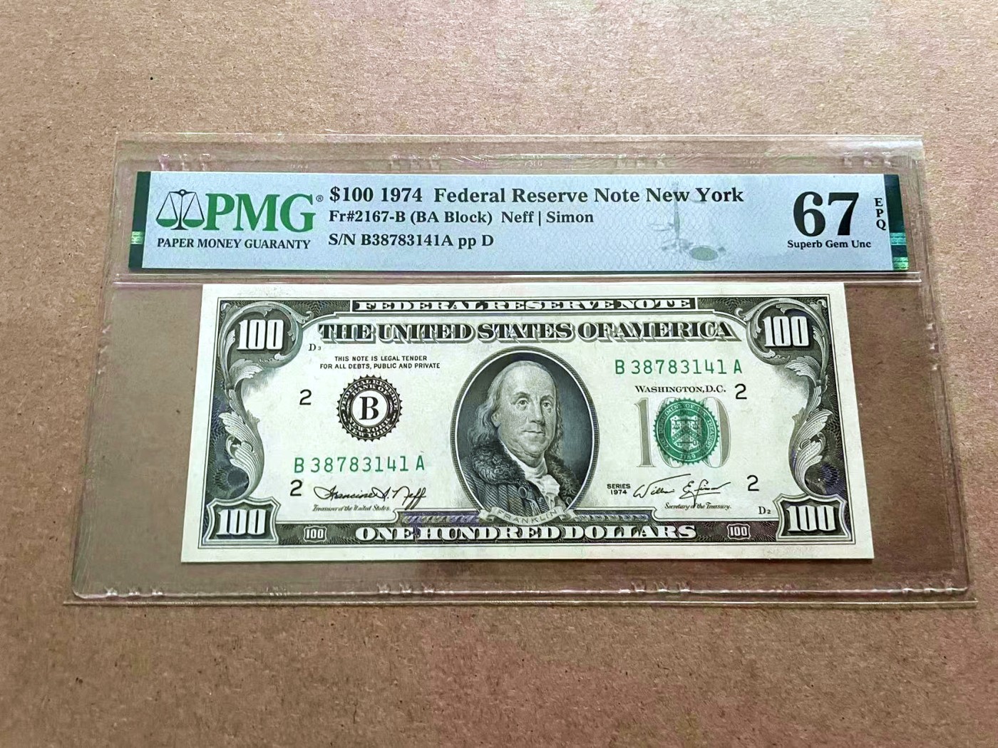 【Blue Auction】✨世界纸币精拍第421期【精】 美国 1974年100美金 PMG67EPQ 