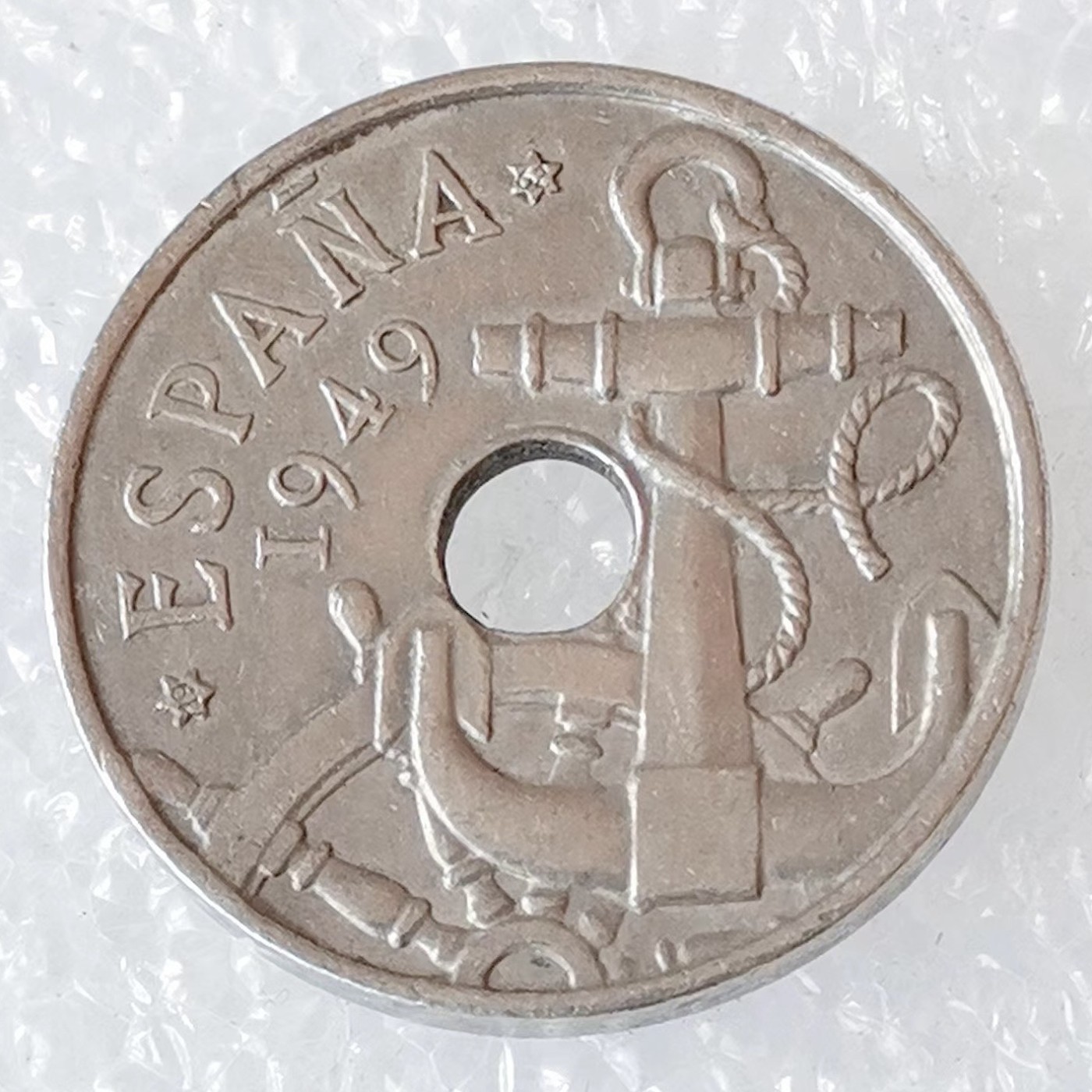 海外回流1元起拍小铺 各国钱币散币场 第6期 西班牙1949年50分中孔