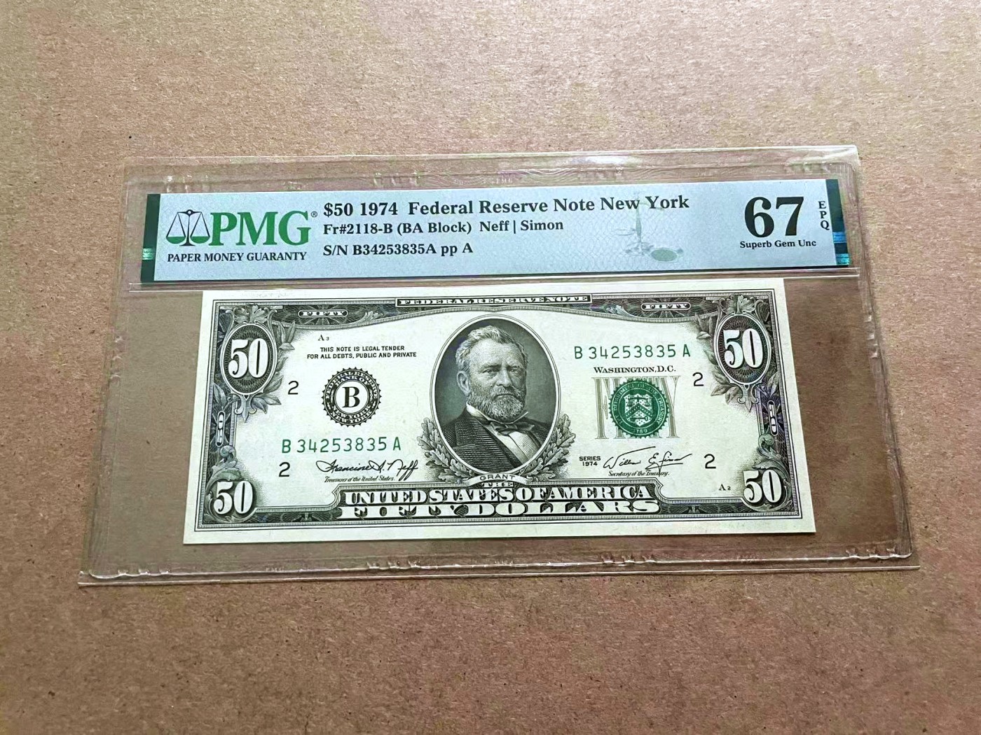【Blue Auction】✨世界纸币精拍第421期【精】 美国 1974年50美金 PMG67EPQ 
