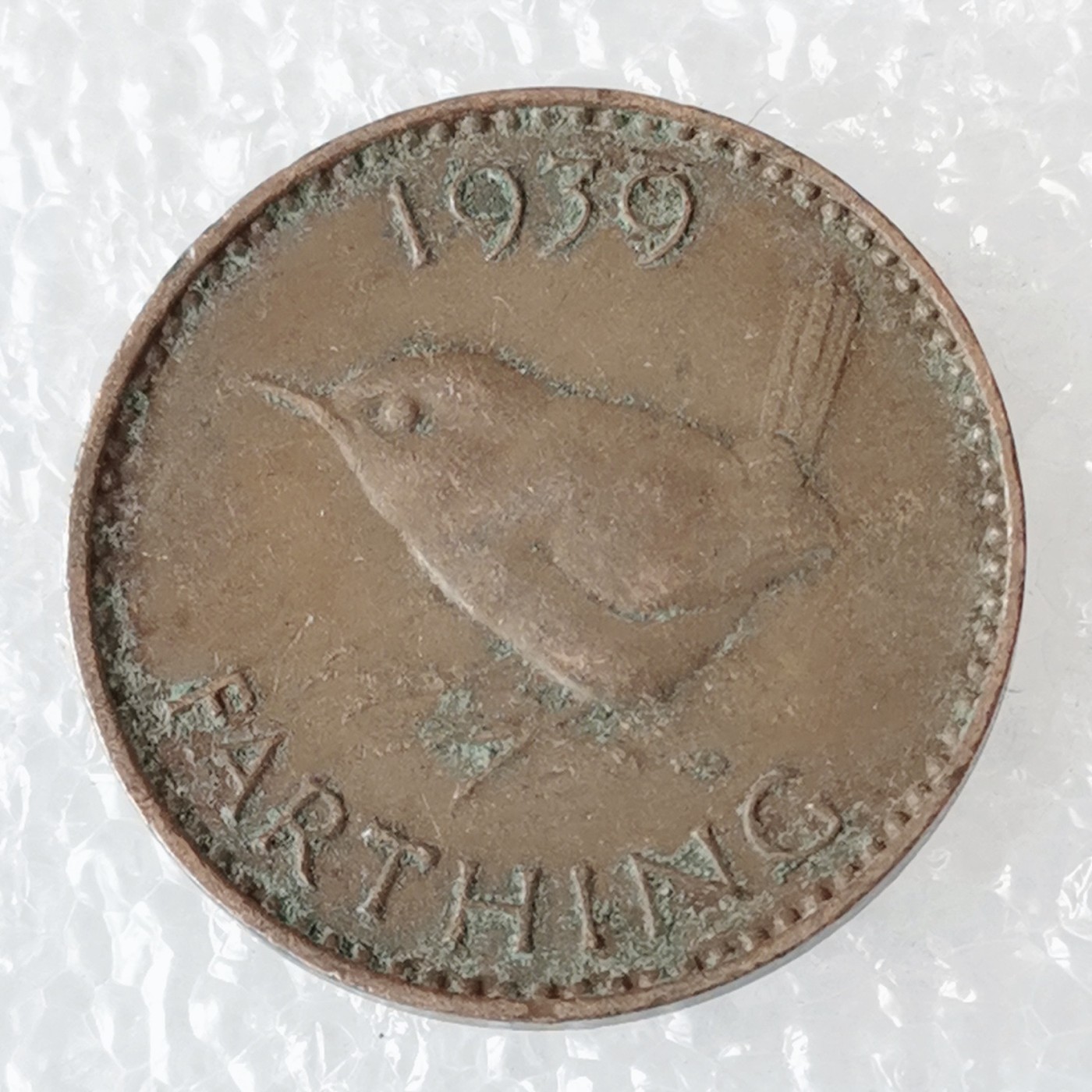 海外回流1元起拍小铺 各国钱币散币场 第6期 英国1939年1法新铜币，乔治六世，鹪鹩