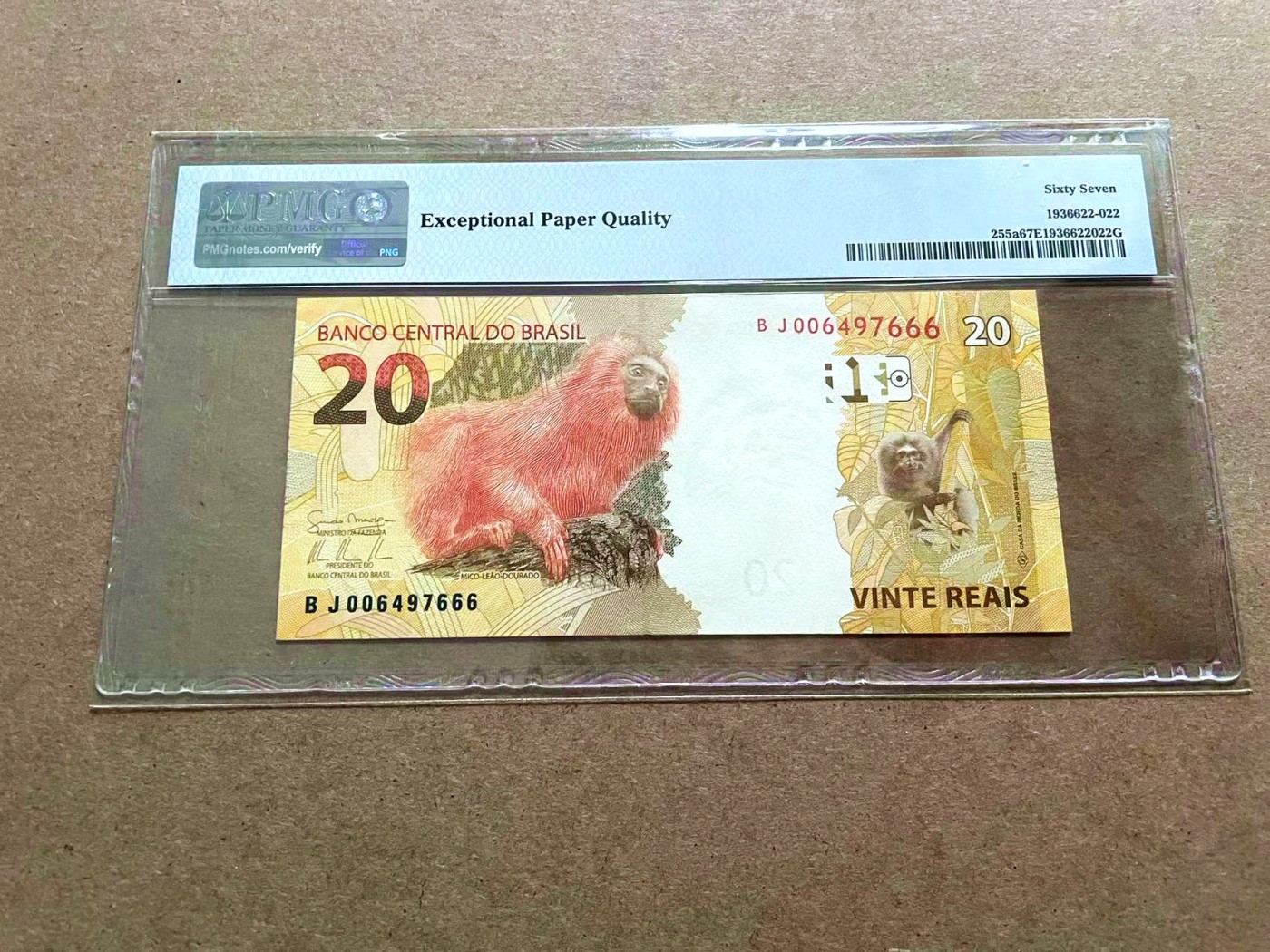 【Blue Auction】✨世界纸币精拍第421期【精】 【666豹子号】巴西 2010年20Reais PMG67EPQ 