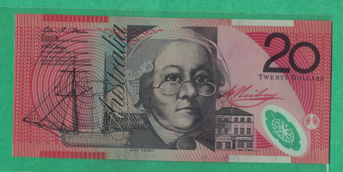 澳大利亚2008年20元 老版 塑料钞 大洋洲 实物图 UNC