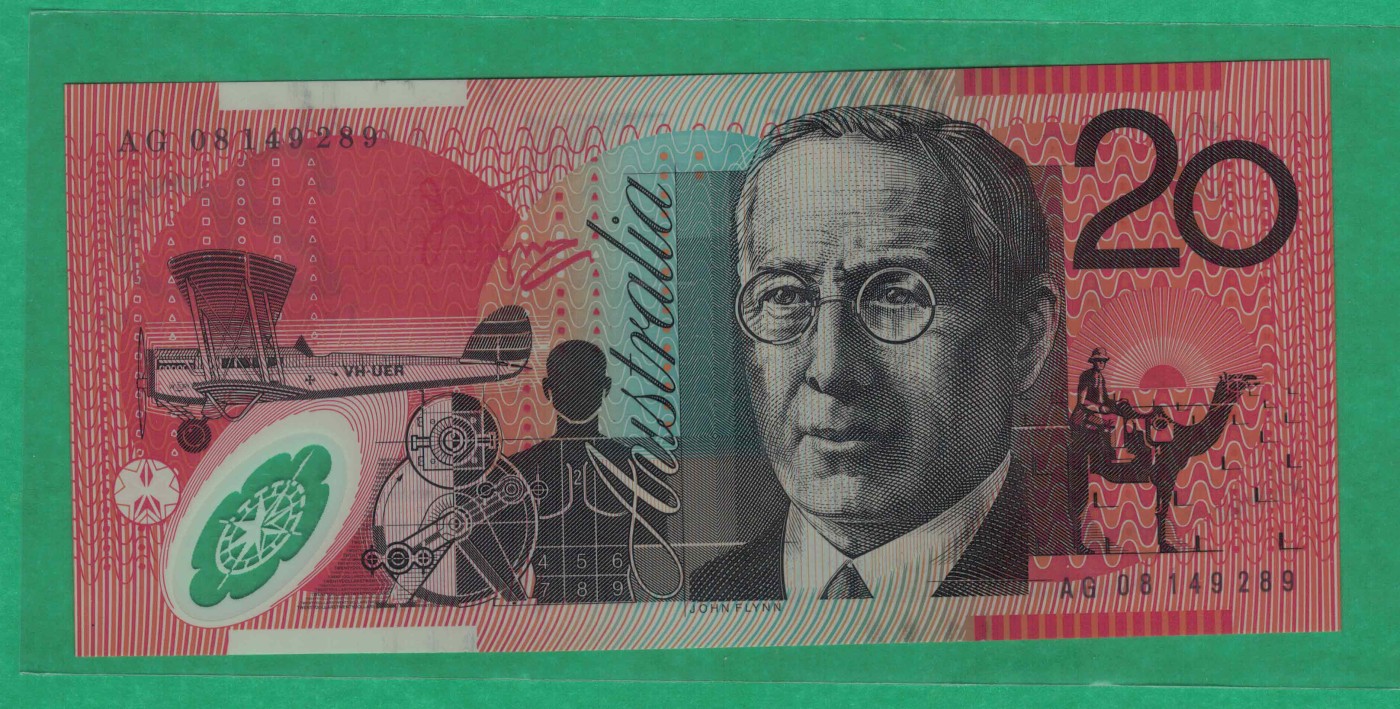 澳大利亚2008年20元 老版 塑料钞 大洋洲 实物图 UNC