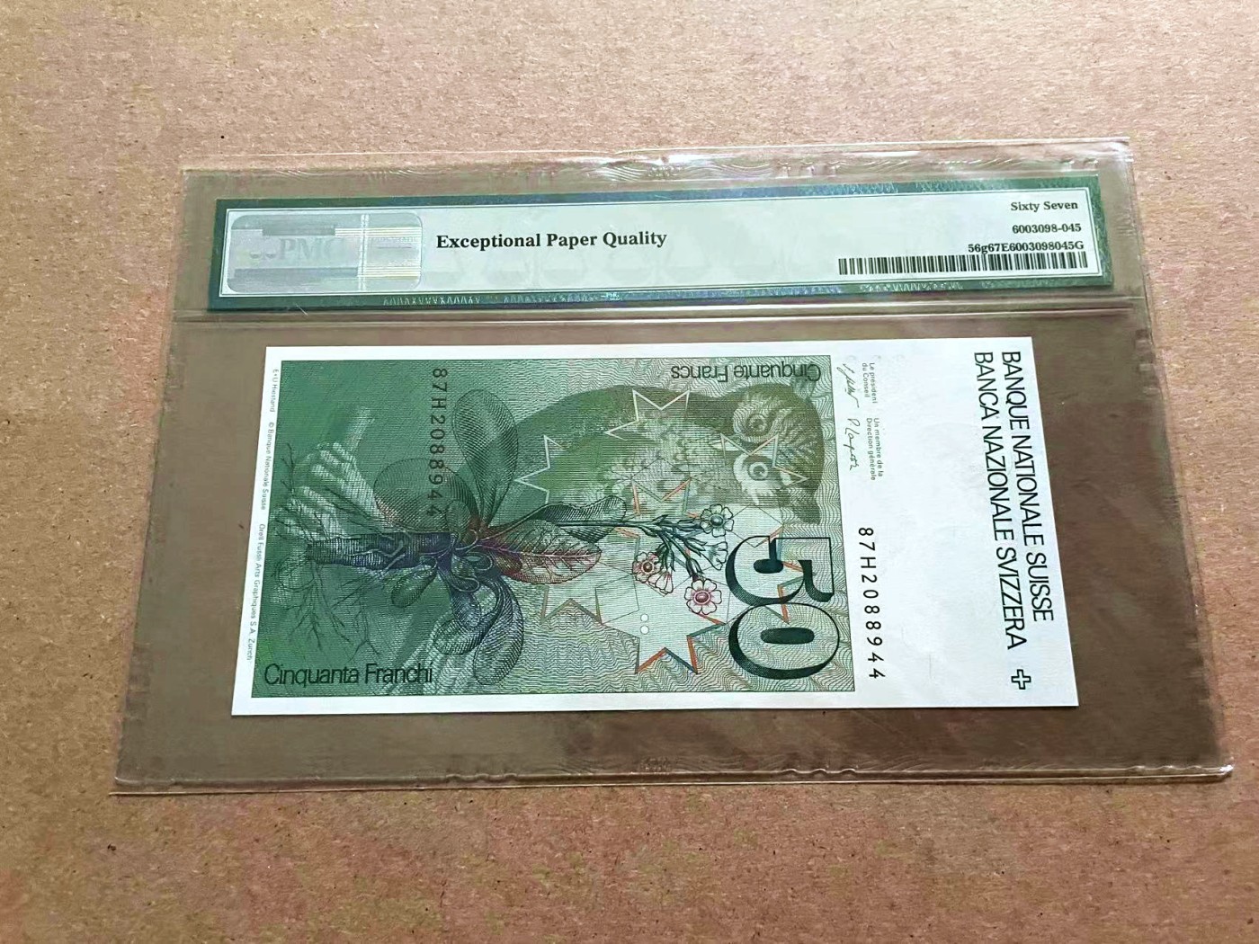 【Blue Auction】✨世界纸币精拍第421期【精】 瑞士 1987年50法郎 PMG67EPQ 高分