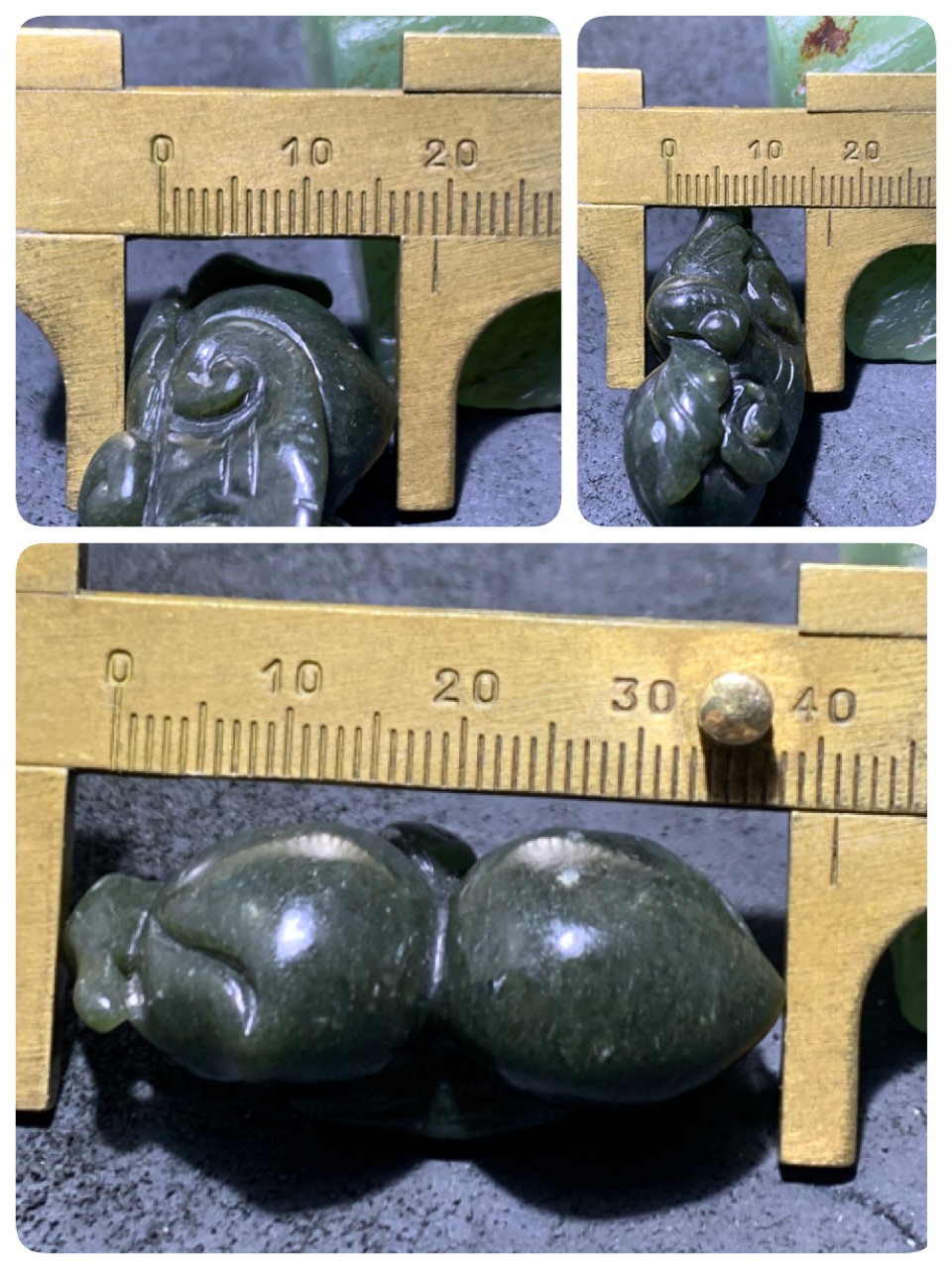 天然新疆和田青玉雕刻蝙蝠寿桃吊坠一个，寓意（福寿双全）