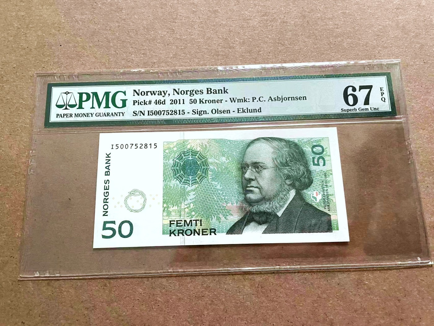 【Blue Auction】✨世界纸币精拍第421期【精】 挪威 2011年50克朗 PMG67EPQ 