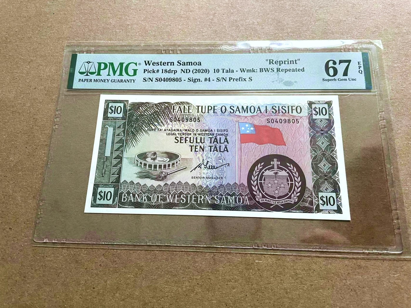 【Blue Auction】✨世界纸币精拍第421期【精】 西萨摩亚 2020年10塔拉 PMG67EPQ 复刻版