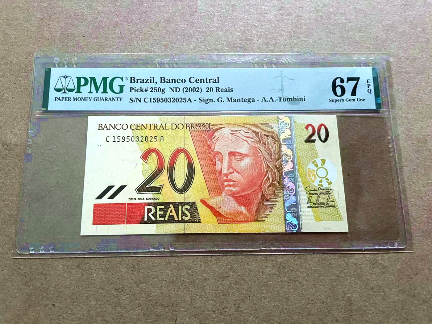 【Blue Auction】✨世界纸币精拍第421期【精】 【无47】巴西 2002年20Reais PMG67EPQ 