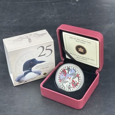 康怡轩钱币【图瓦卢+匈牙利+加拿大+白俄罗斯 纪念币专场】第251006期  2012年加拿大发行潜水鸟1加元彩色精制纪念银币