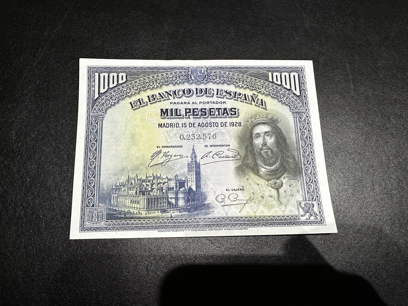 《外钞收藏家》第三百三十一期 1928年西班牙1000比塞塔 AU品相