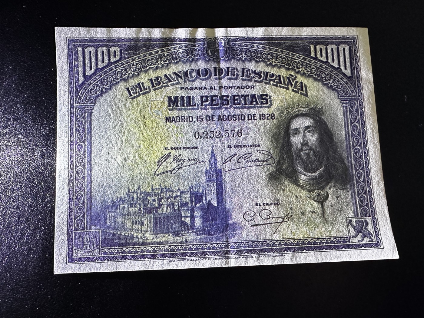《外钞收藏家》第三百三十一期 1928年西班牙1000比塞塔 AU品相
