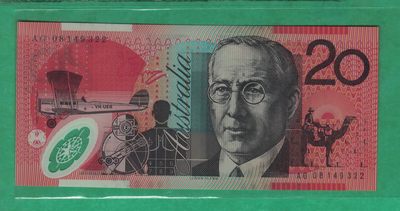 澳大利亚2008年20元 22双尾 老版 塑料钞 大洋洲 实物图 UNC - 澳大利亚2008年20元 22双尾 老版 塑料钞 大洋洲 实物图 UNC