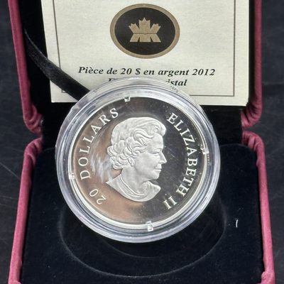 康怡轩钱币【图瓦卢+匈牙利+加拿大+白俄罗斯 纪念币专场】第251006期  2012年加拿大发行雪花镶施华洛世奇水晶20加元精制纪念银币