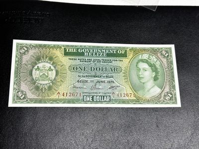 《外钞收藏家》第三百三十二期 加勒比四国专场（伯利兹/巴哈马/巴巴多斯/开曼） - 伯利兹1975年1元（P33）全新UNC