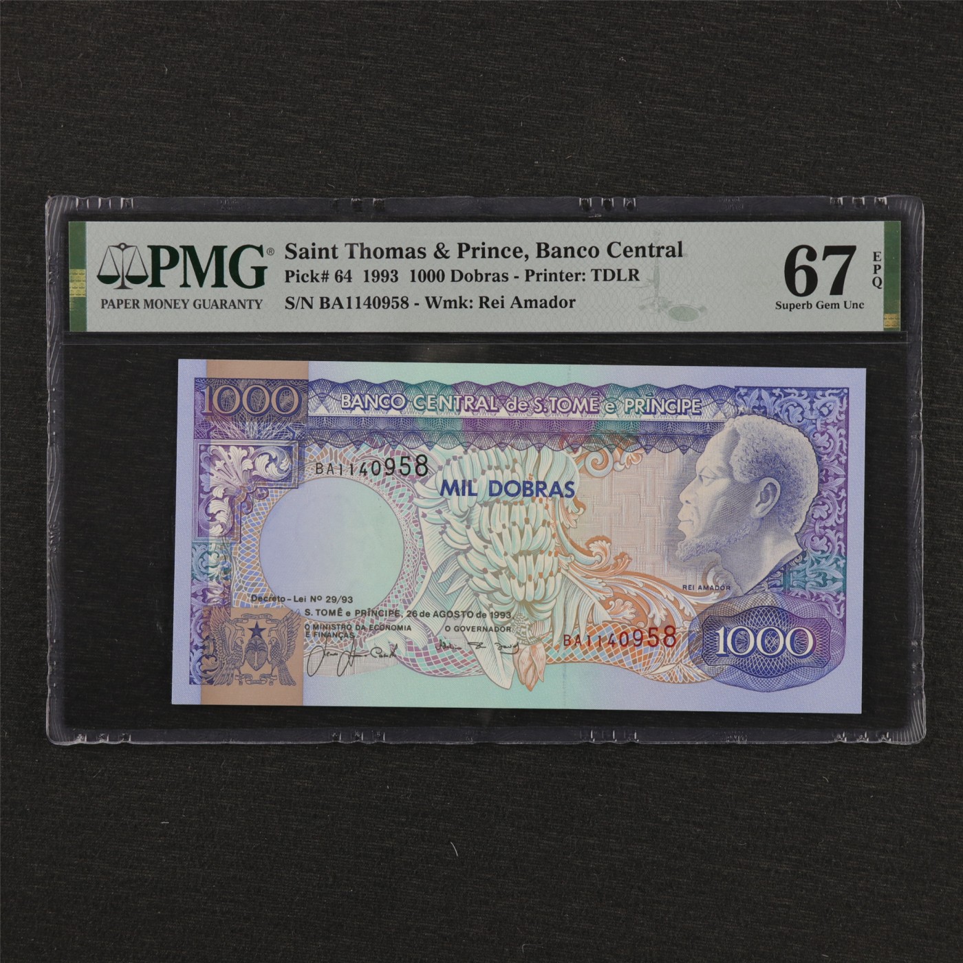 【亘邦集藏】第184期拍卖 1993年 圣托马斯1000D PMG 67EPQ 1140958