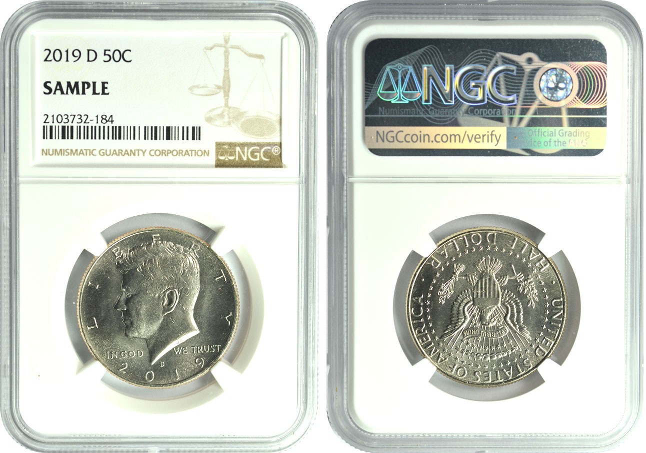 2024年1月拍卖 2019-D年美国半元铜镍样币，NGC SAMPLE。