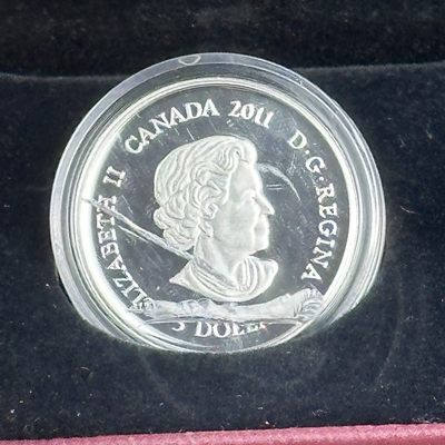 康怡轩钱币【图瓦卢+匈牙利+加拿大+白俄罗斯 纪念币专场】第251006期  2011年加拿大发行十二个月3加元镶幸运石精制纪念银币-二月