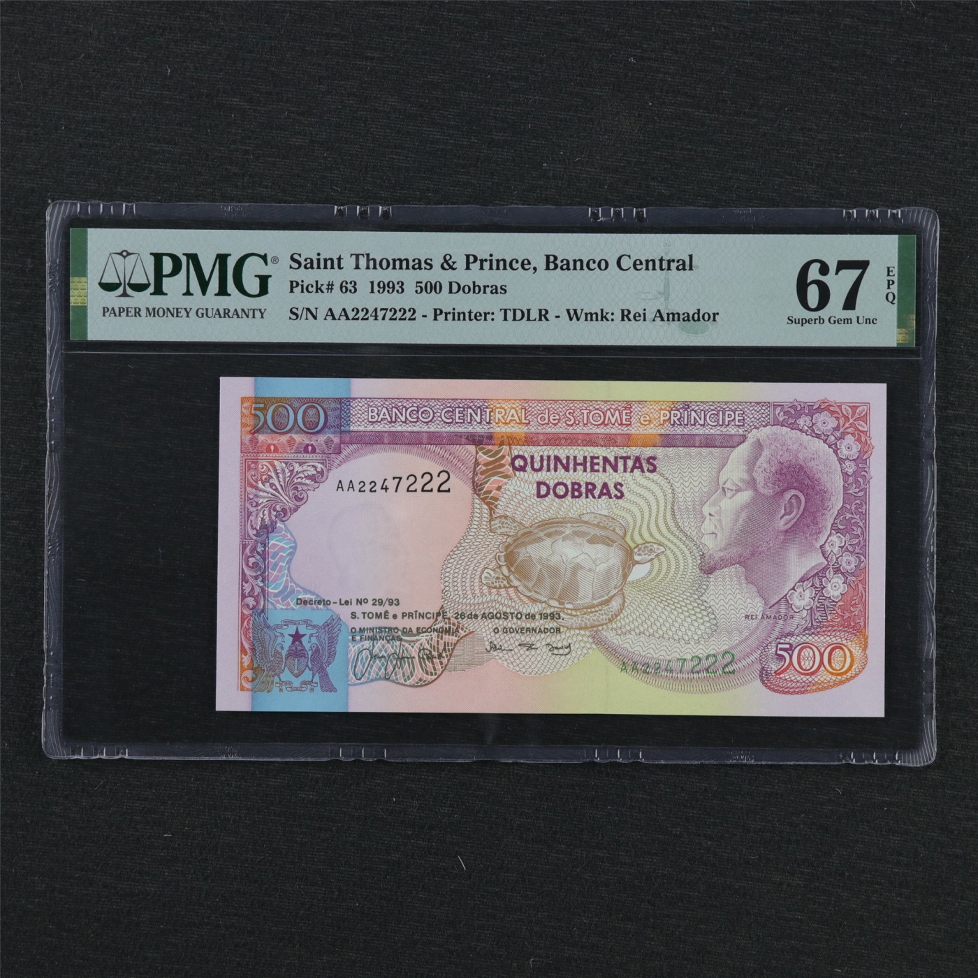 【亘邦集藏】第184期拍卖 【豹子号】1993年 圣托马斯500D PMG 67EPQ 2247222