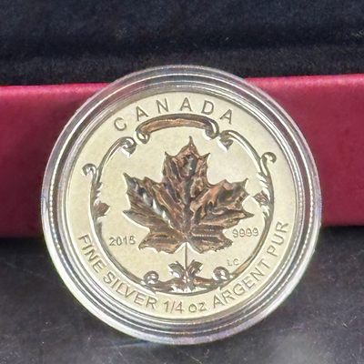 康怡轩钱币【图瓦卢+匈牙利+加拿大+白俄罗斯 纪念币专场】第251006期  2015年加拿大发行枫叶镶珐琅银套币（5枚/套）
