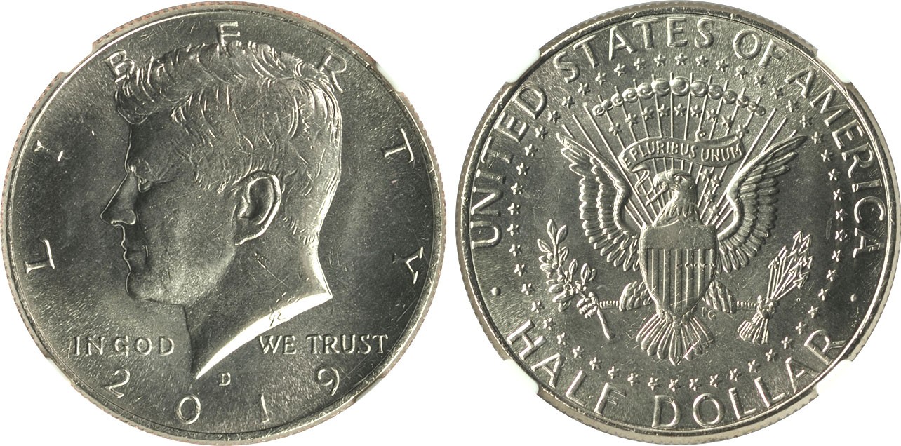 2024年1月拍卖 2019-D年美国半元铜镍样币，NGC SAMPLE。