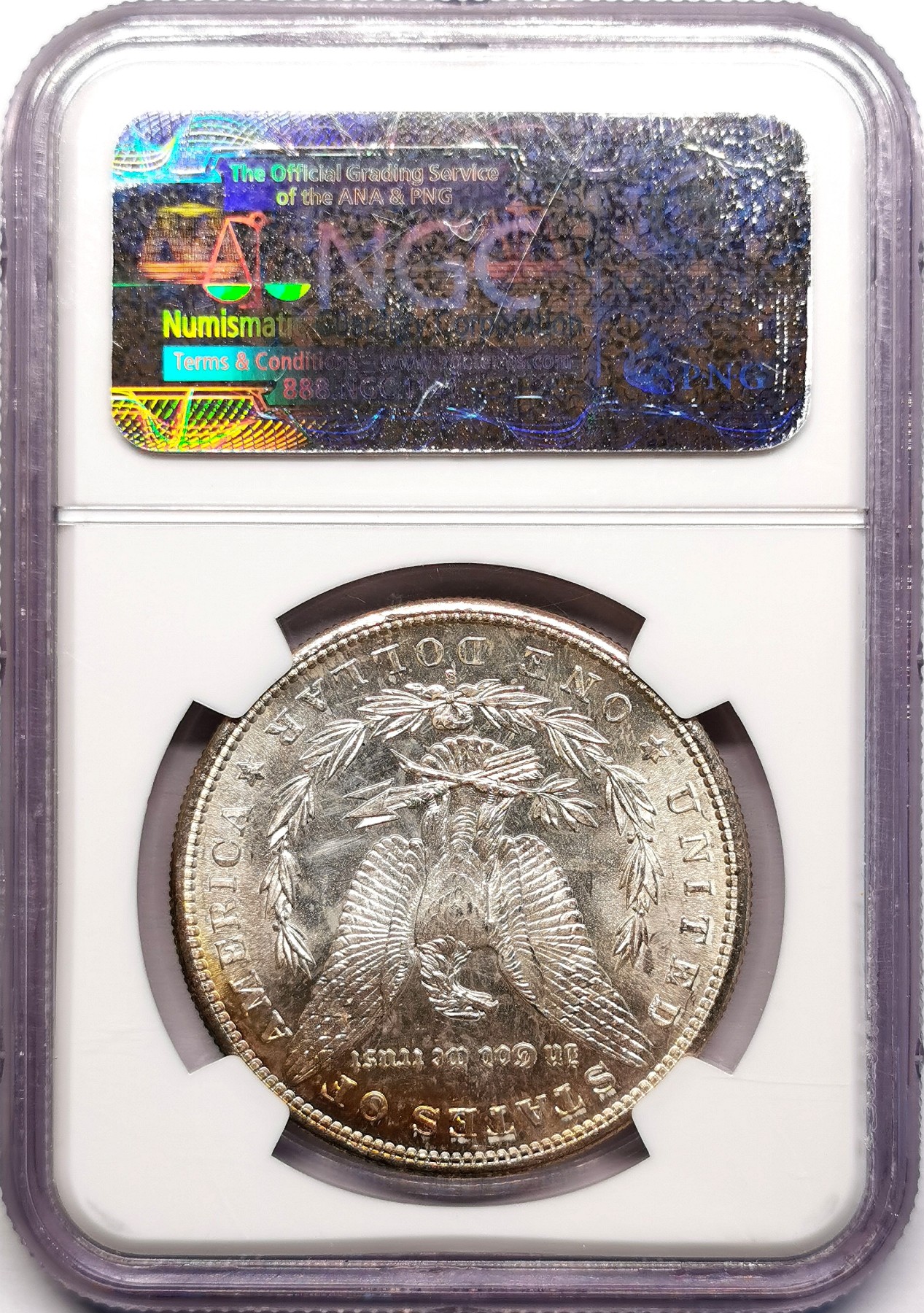 凡希社世界钱币微拍第二百五十九期 1881S美国摩根壹元NGC-MS64* 边缘一抹迷人的虹彩！