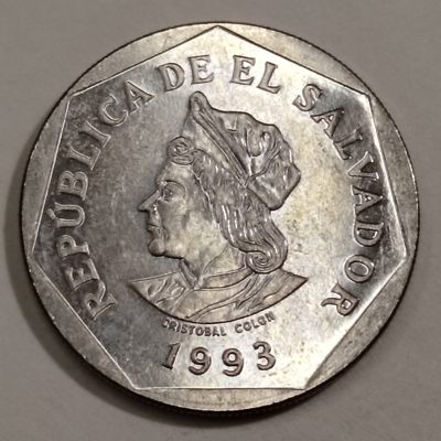 布加迪🐬～世界钱币🌾第 67 期 /  南美洲等各国币  - 萨尔瓦多🇸🇻 1993 年 1科龙 25mm