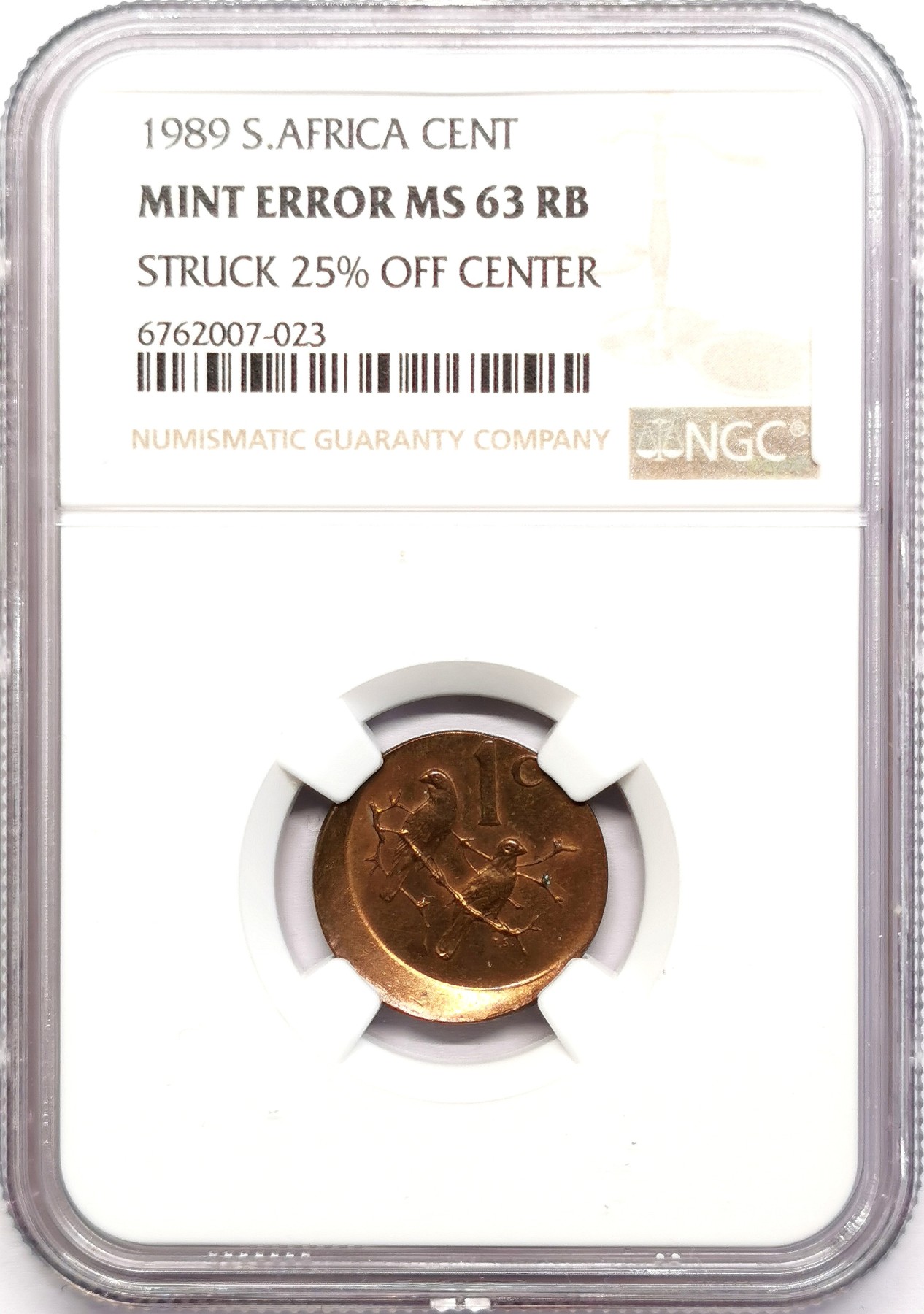 凡希社世界钱币微拍第二百五十九期 1989南非壹分偏打25% NGC-MS63