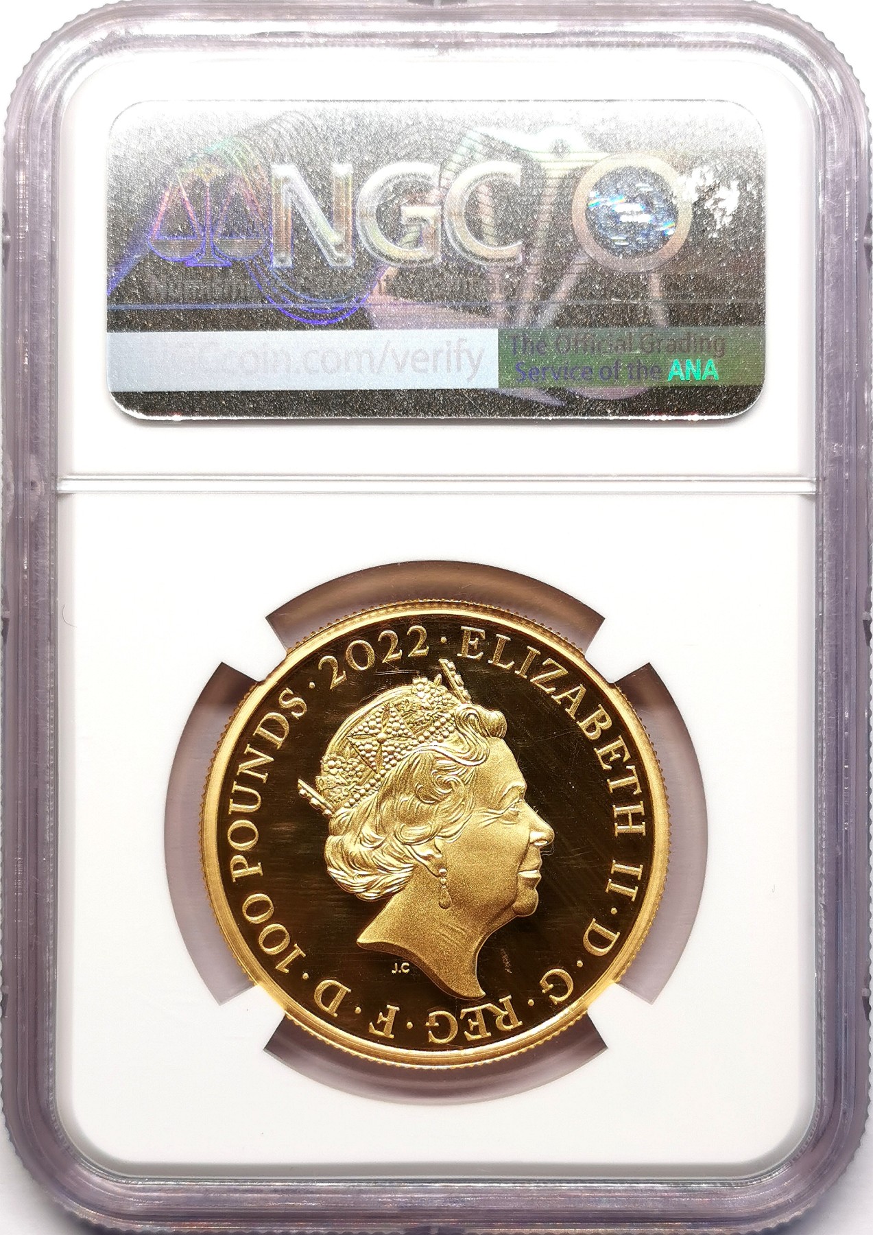 凡希社世界钱币微拍第二百五十九期 2022英国历史君主纪念詹姆士一世100镑金币NGC-PF70UC 1盎司纯金 