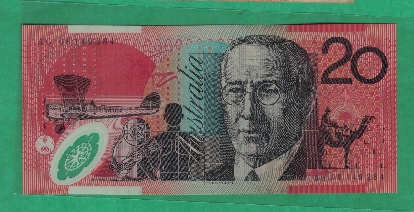 澳大利亚2008年20元 老版 塑料钞 大洋洲 实物图 UNC