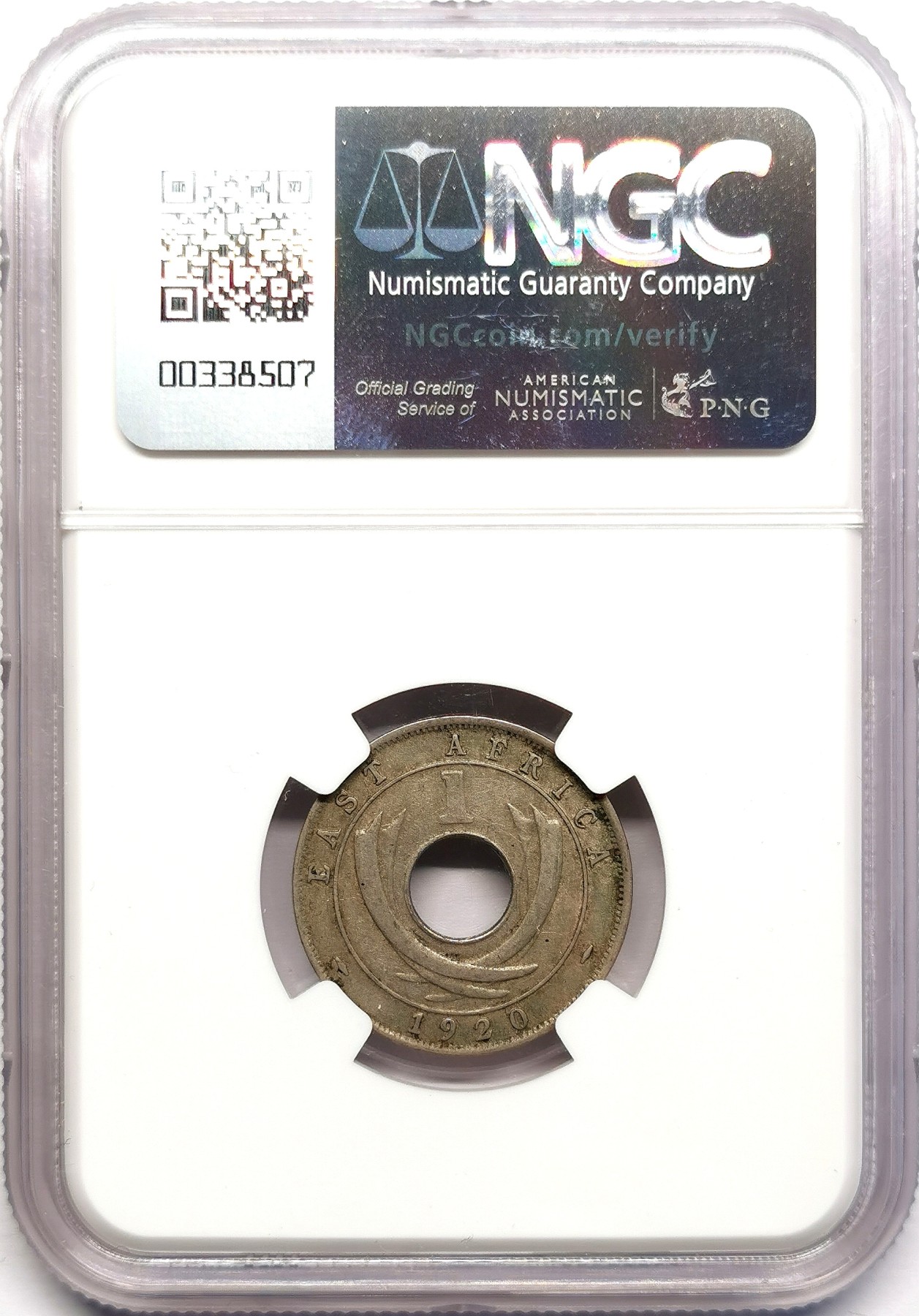 凡希社世界钱币微拍第二百五十九期 1920H英属东非中孔壹分NGC-VFD 稀少的喜敦厂单年版