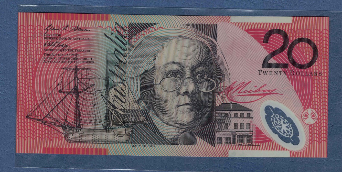 澳大利亚2008年20元 老版 塑料钞 大洋洲 实物图 UNC