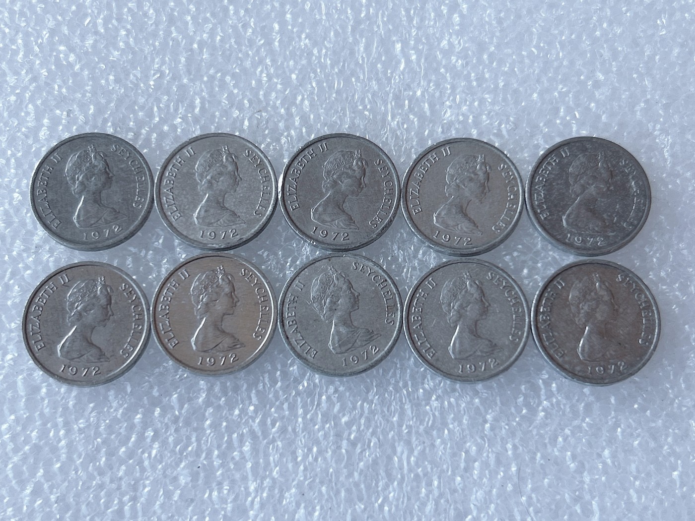 第一海外回流一元起拍收藏 散币场 第58期 1972年塞舌尔1分纪念币 10枚