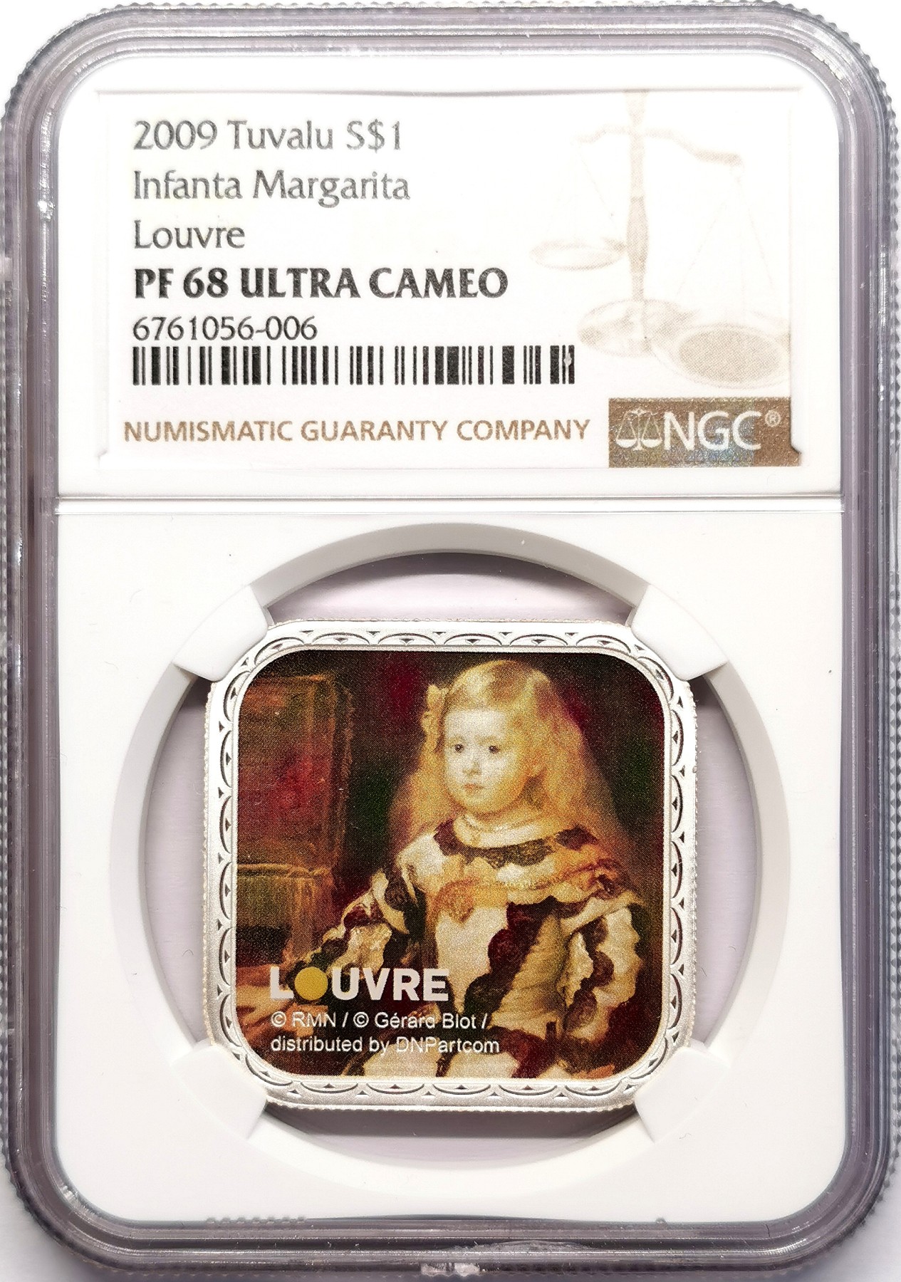 凡希社世界钱币微拍第二百五十九期 2009图瓦卢卢浮宫名画方型彩银币NGC-PF68UC玛格丽特
