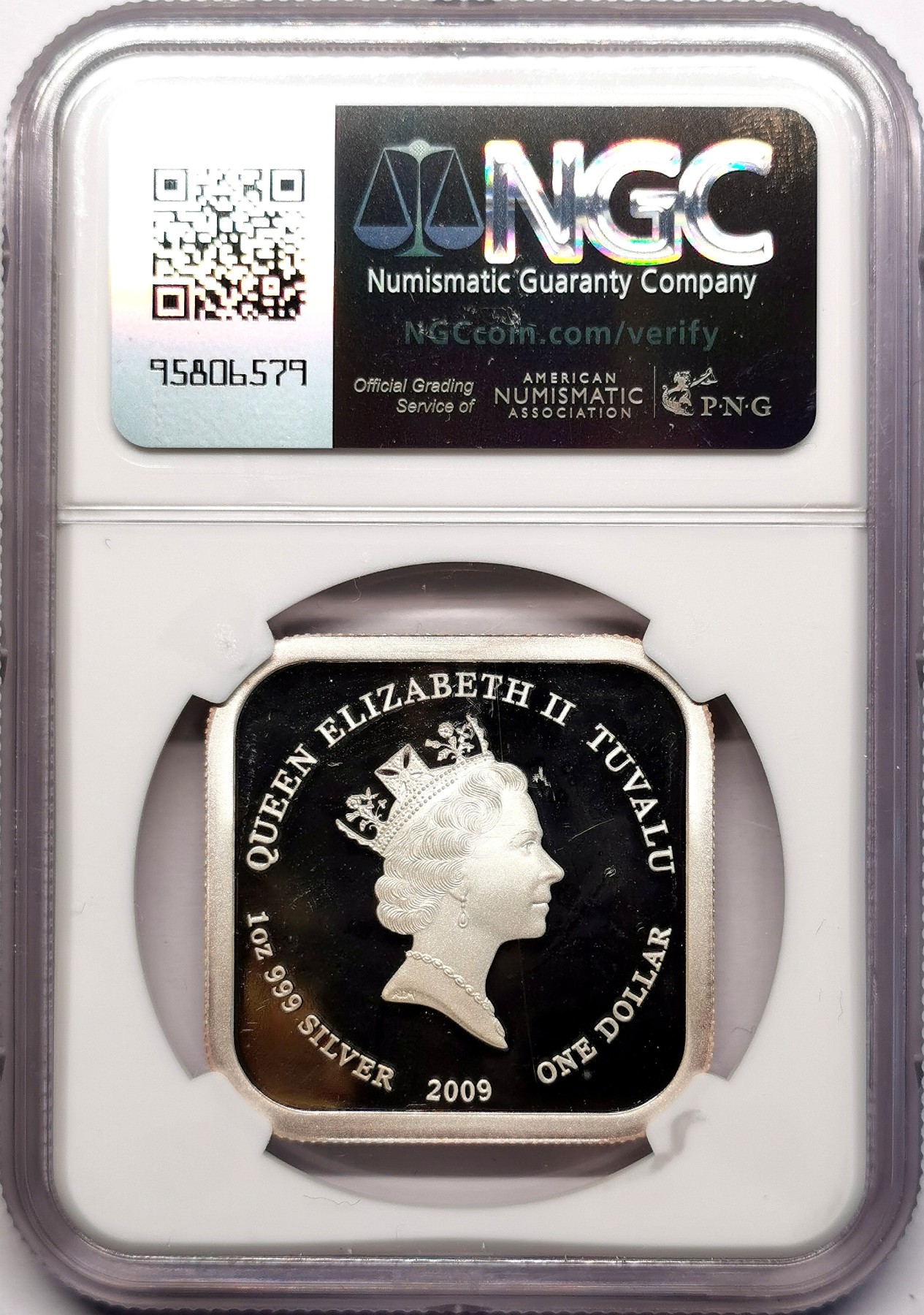 凡希社世界钱币微拍第二百五十九期 2009图瓦卢卢浮宫名画方型彩银币NGC-PF68UC伦勃朗